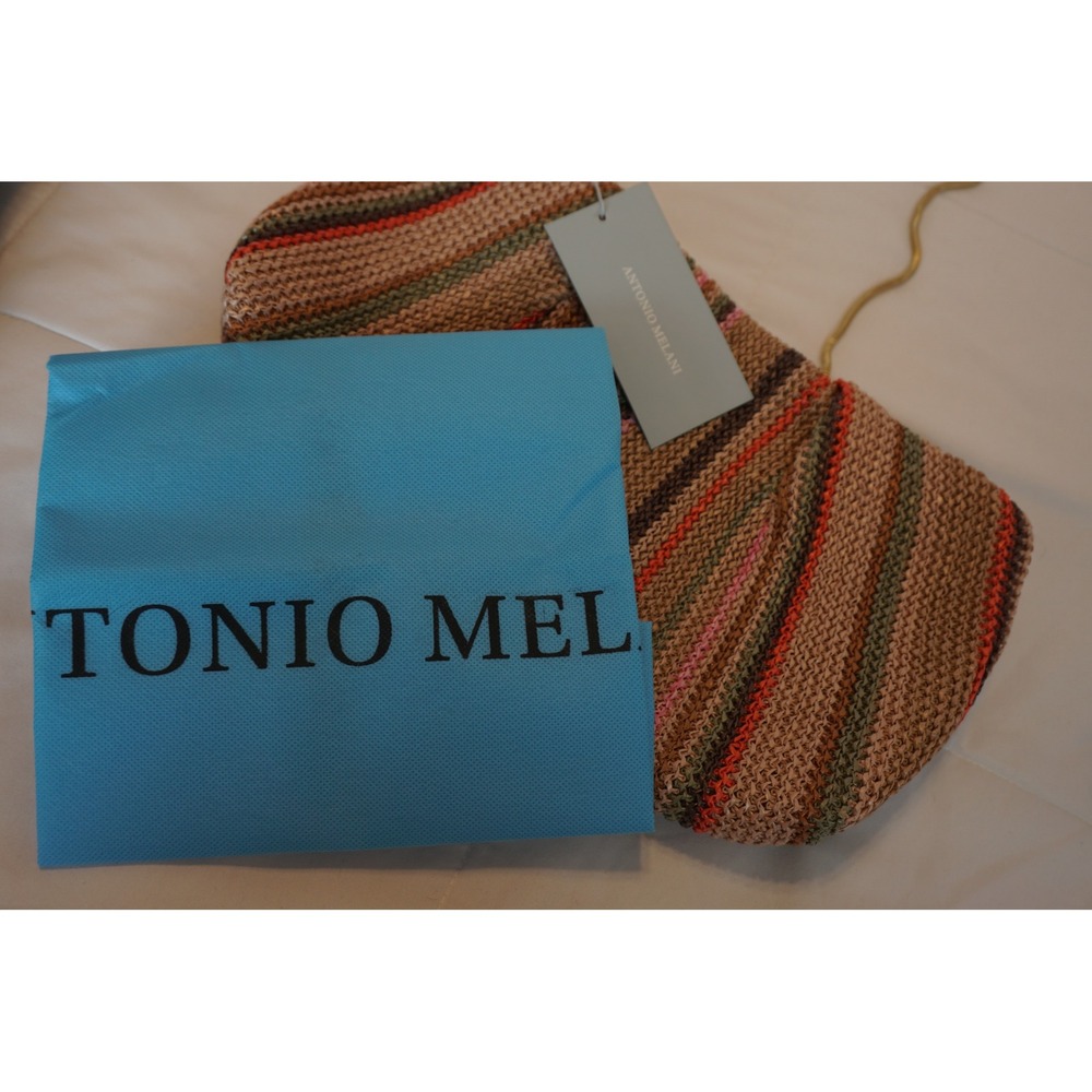 Antonio Melani Fay Straw Clutch Bag Striped Vachetta Multi Color S25AM32189 NEW - Picture 5 of 11